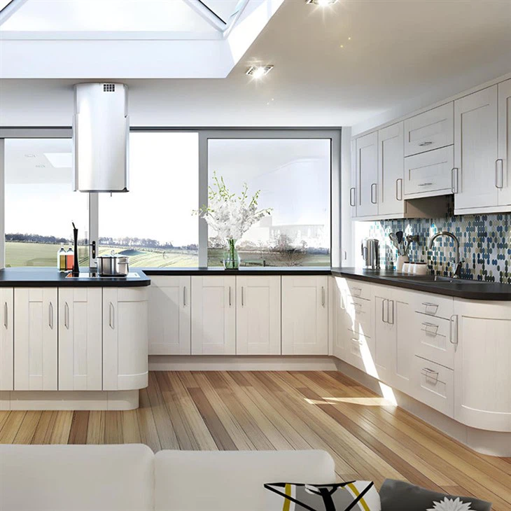 white thermofoil shaker cabinets